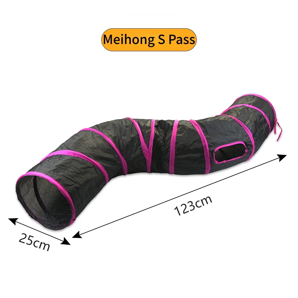 PawTech Collapsible Crinkle Cat Tunnel — Foldable Play Tunnel & Hideaway for Indoor Cats