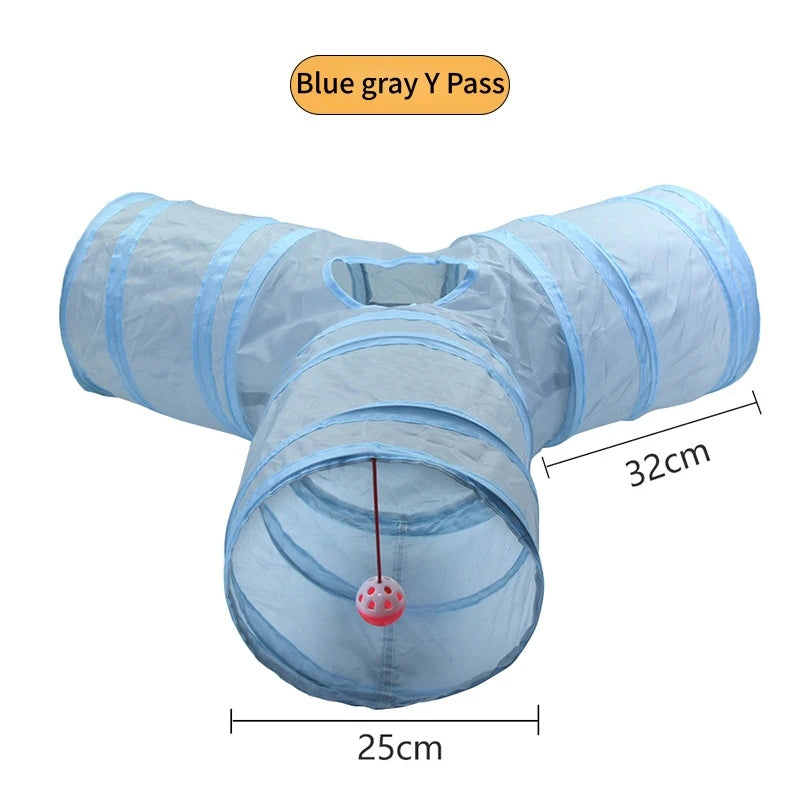 PawTech Collapsible Crinkle Cat Tunnel — Foldable Play Tunnel & Hideaway for Indoor Cats