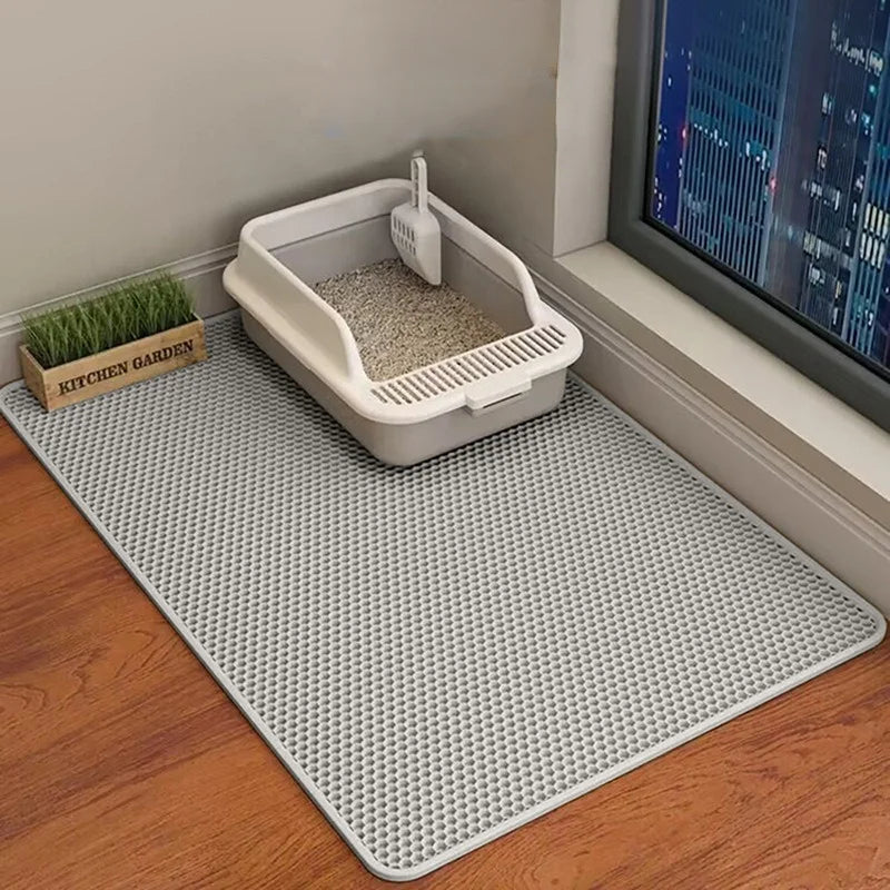 PawTech Honeycomb Cat Litter Mat — Double-Layer Trapping Mat, Waterproof & Washable
