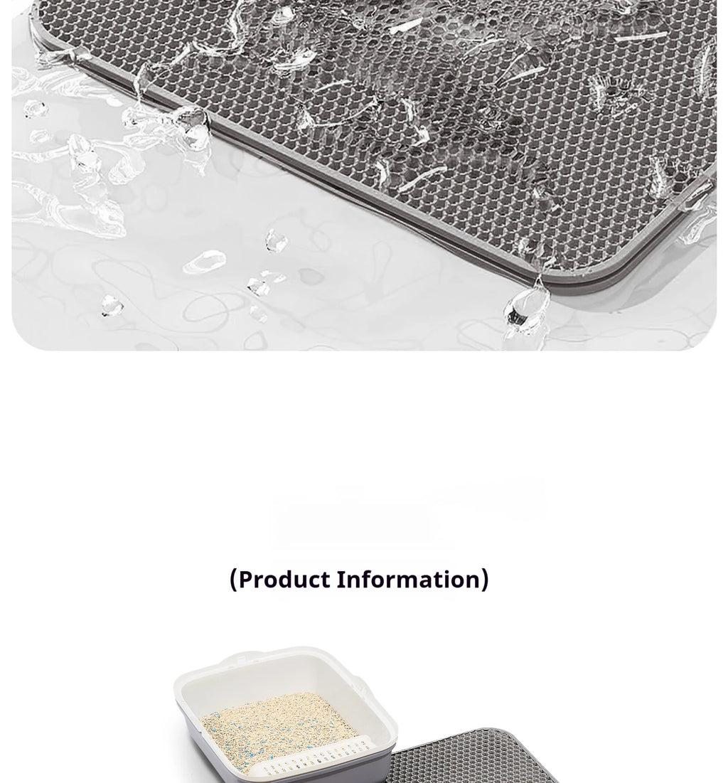 PawTech Honeycomb Cat Litter Mat — Double-Layer Trapping Mat, Waterproof & Washable