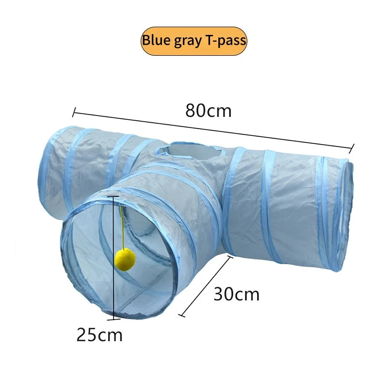 PawTech Collapsible Crinkle Cat Tunnel — Foldable Play Tunnel & Hideaway for Indoor Cats