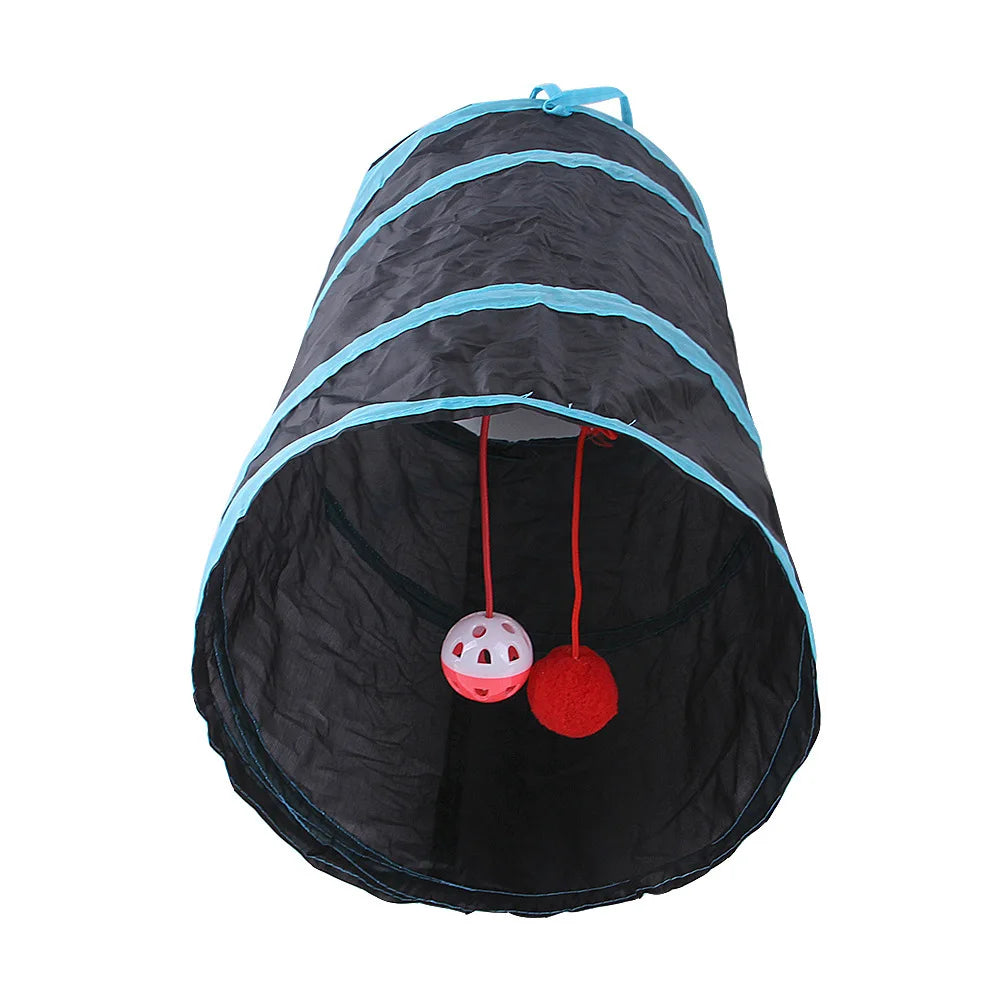 PawTech Collapsible Crinkle Cat Tunnel — Foldable Play Tunnel & Hideaway for Indoor Cats