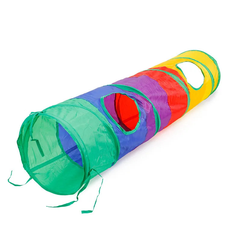 PawTech Collapsible Crinkle Cat Tunnel — Foldable Play Tunnel & Hideaway for Indoor Cats