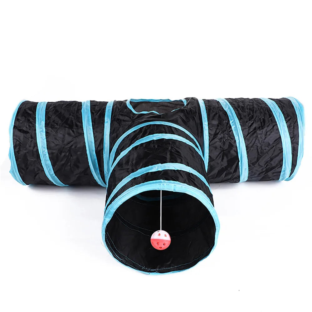 PawTech Collapsible Crinkle Cat Tunnel — Foldable Play Tunnel & Hideaway for Indoor Cats