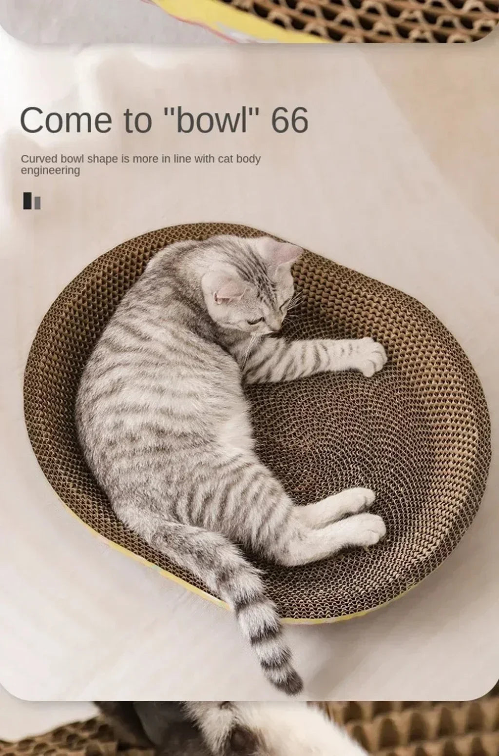 PawTech Oval Scratcher Bowl — Corrugated Cat Scratch Lounge