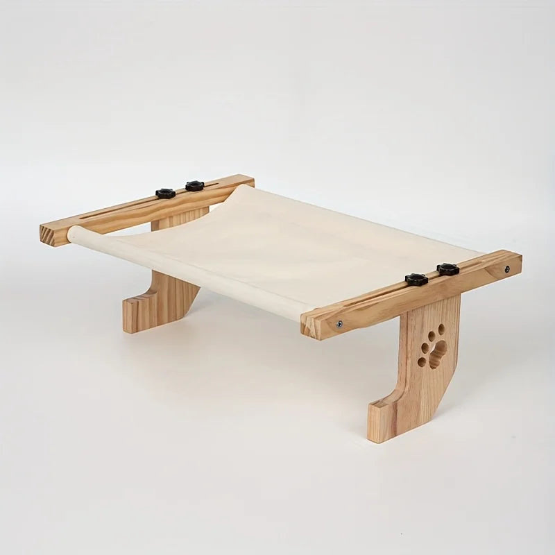 PawTech Window Sill Cat Perch — Wood & Metal Frame Seat