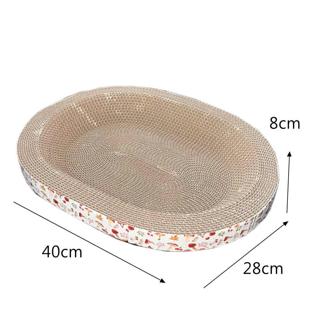 PawTech Oval Scratcher Bowl — Corrugated Cat Scratch Lounge