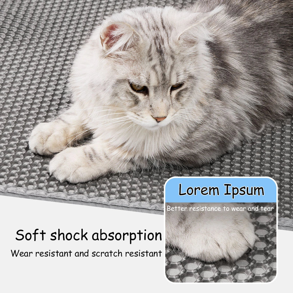 PawTech Honeycomb Cat Litter Mat — Double-Layer Trapping Mat, Waterproof & Washable