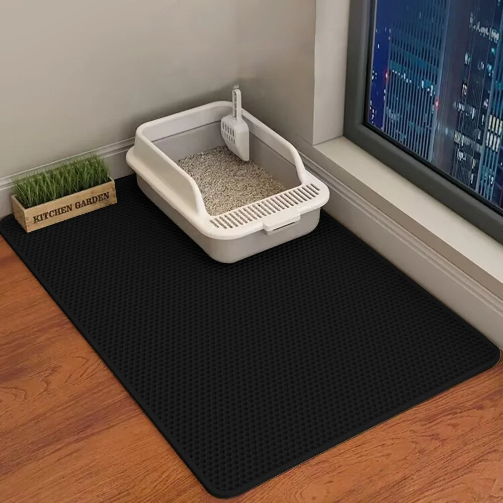 PawTech Honeycomb Cat Litter Mat — Double-Layer Trapping Mat, Waterproof & Washable
