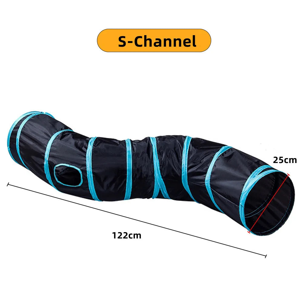 PawTech Collapsible Crinkle Cat Tunnel — Foldable Play Tunnel & Hideaway for Indoor Cats
