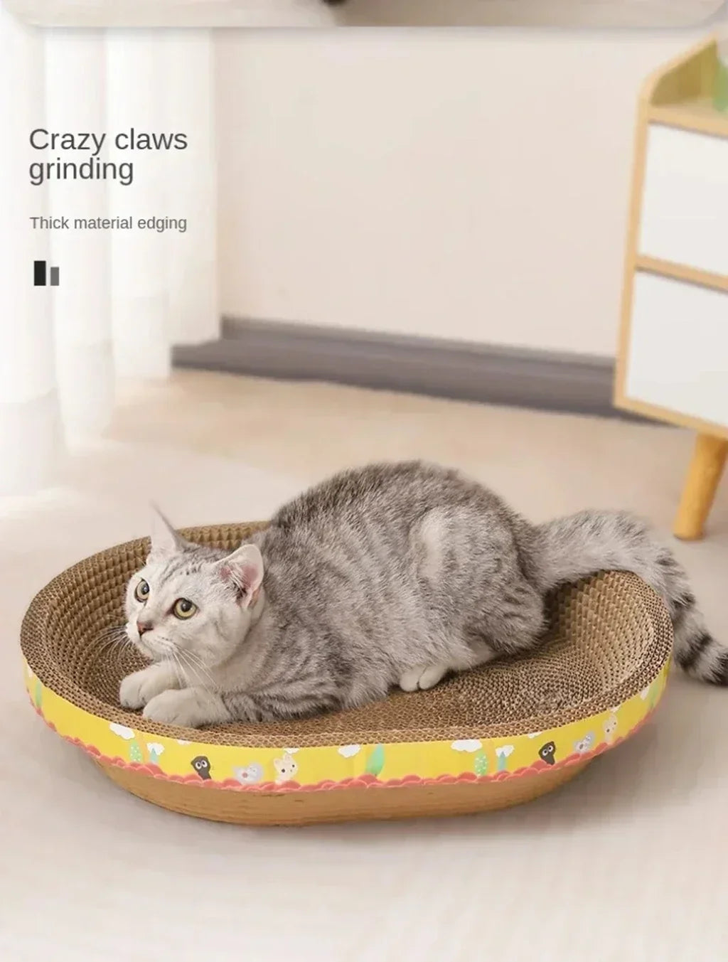 PawTech Oval Scratcher Bowl — Corrugated Cat Scratch Lounge