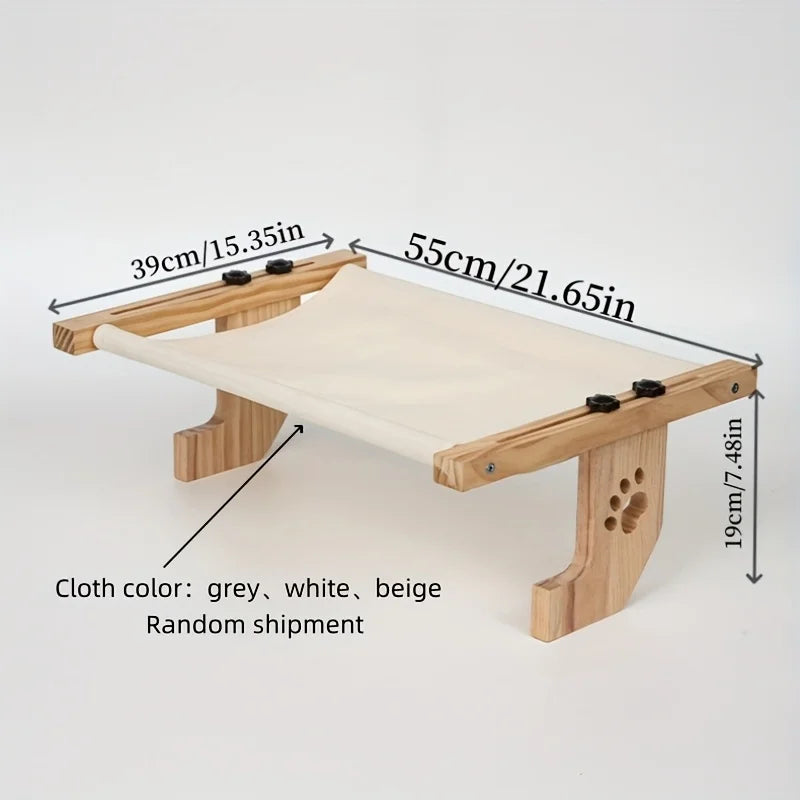 PawTech Window Sill Cat Perch — Wood & Metal Frame Seat