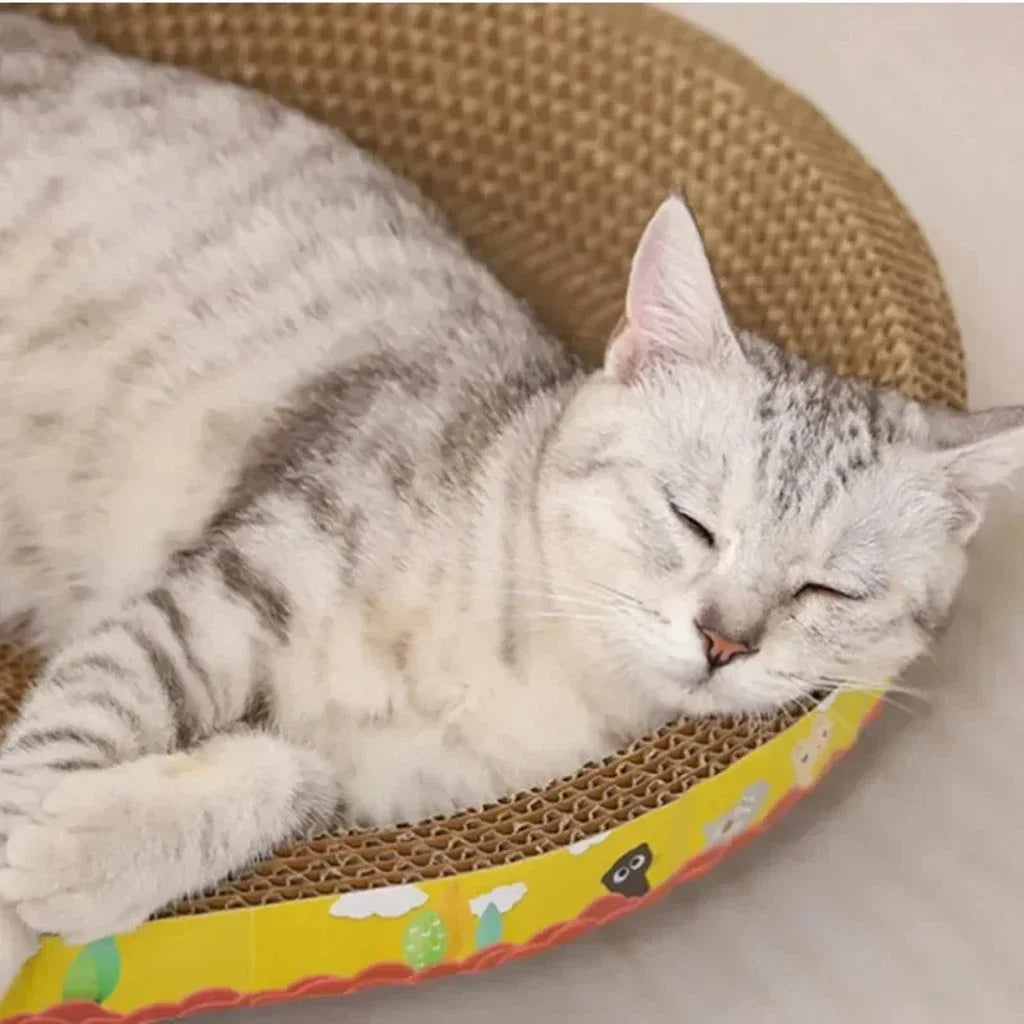 PawTech Oval Scratcher Bowl — Corrugated Cat Scratch Lounge