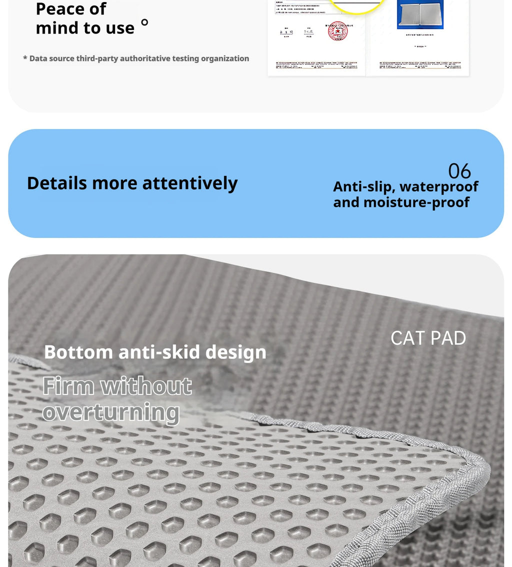 PawTech Honeycomb Cat Litter Mat — Double-Layer Trapping Mat, Waterproof & Washable
