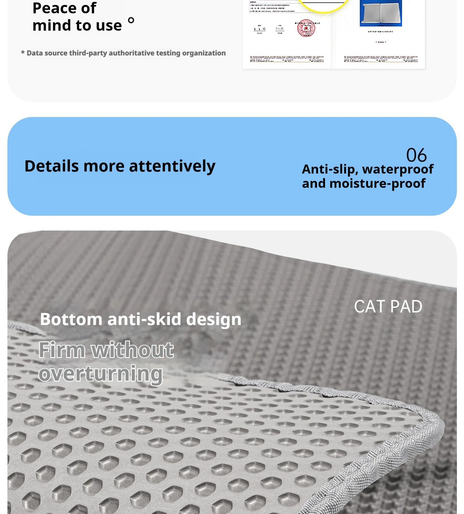 PawTech Honeycomb Cat Litter Mat — Double-Layer Trapping Mat, Waterproof & Washable