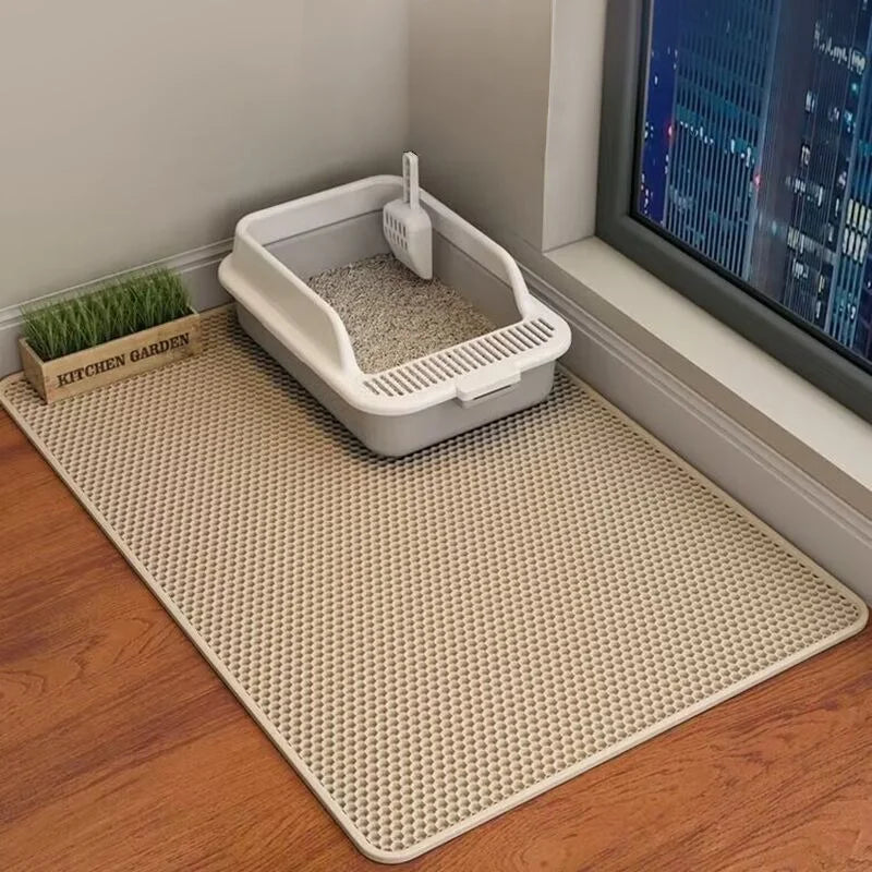 PawTech Honeycomb Cat Litter Mat — Double-Layer Trapping Mat, Waterproof & Washable