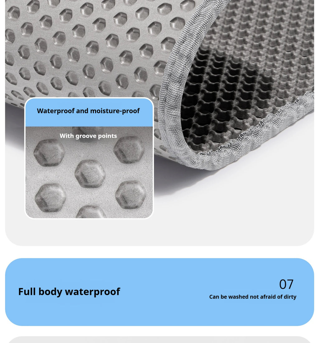 PawTech Honeycomb Cat Litter Mat — Double-Layer Trapping Mat, Waterproof & Washable