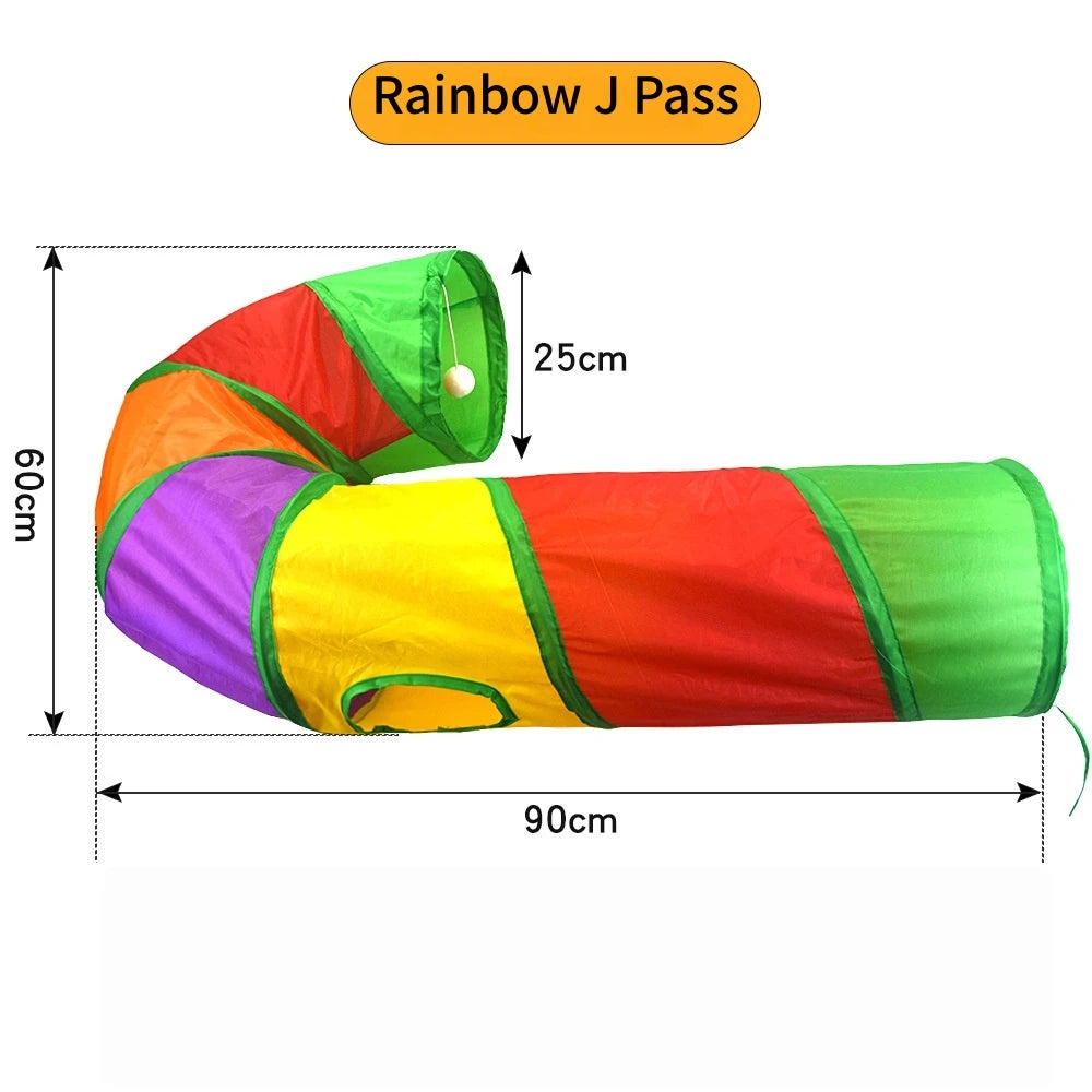 PawTech Collapsible Crinkle Cat Tunnel — Foldable Play Tunnel & Hideaway for Indoor Cats
