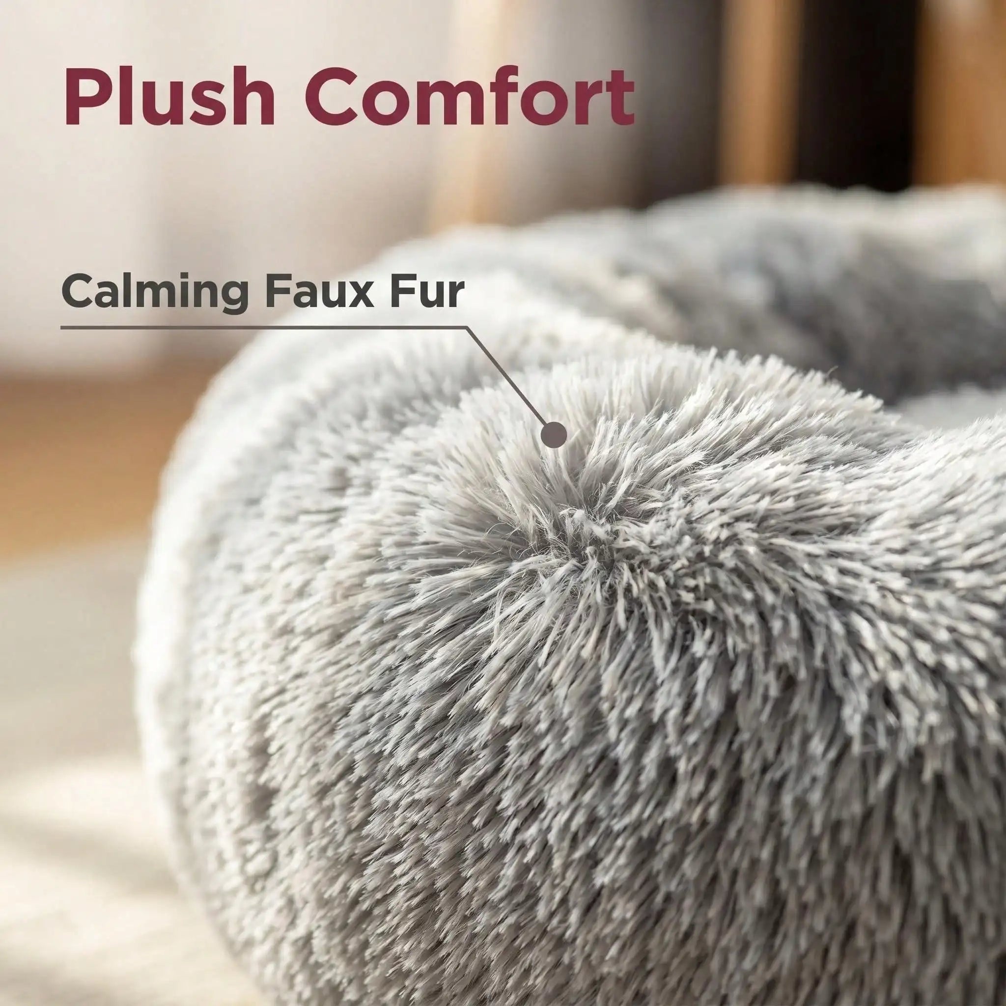 PawTech Plush Donut Cat Bed — Washable Round Cuddle Nest