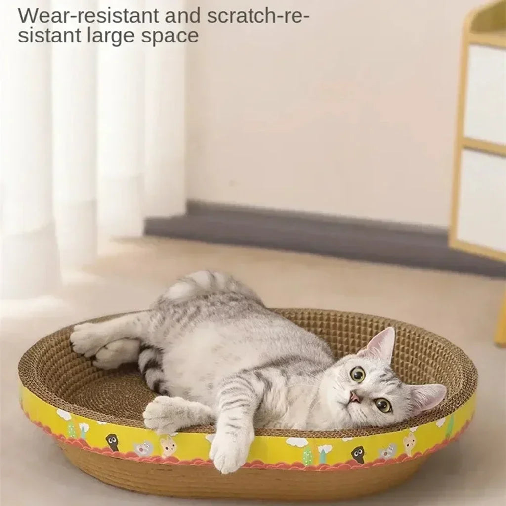 PawTech Oval Scratcher Bowl — Corrugated Cat Scratch Lounge
