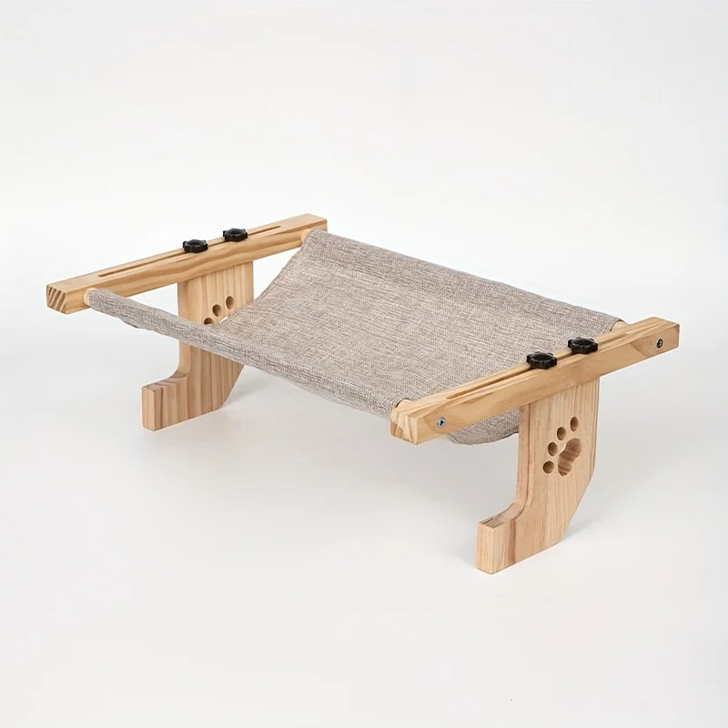 PawTech Window Sill Cat Perch — Wood & Metal Frame Seat