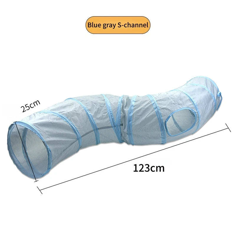 PawTech Collapsible Crinkle Cat Tunnel — Foldable Play Tunnel & Hideaway for Indoor Cats