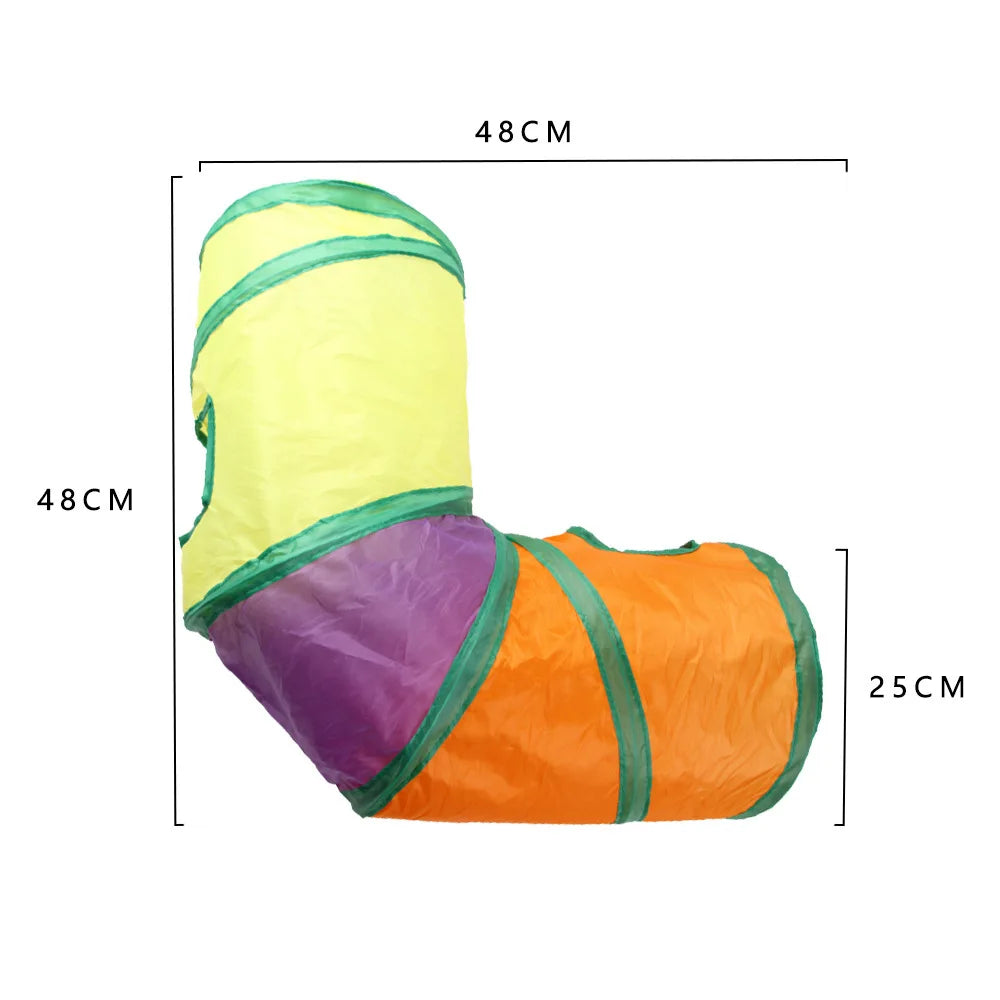 PawTech Collapsible Crinkle Cat Tunnel — Foldable Play Tunnel & Hideaway for Indoor Cats