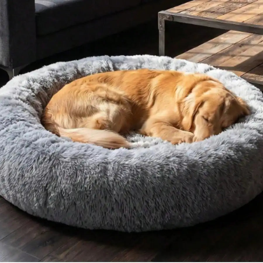 PawTech Plush Donut Cat Bed — Washable Round Cuddle Nest