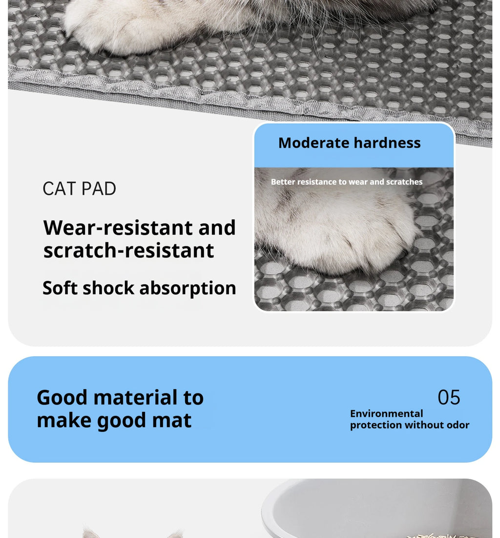PawTech Honeycomb Cat Litter Mat — Double-Layer Trapping Mat, Waterproof & Washable