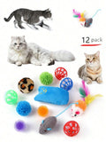 PawTech 12-Piece Cat Teaser Wand Set — Retractable Wand with Feather, Bell & Fish Attachments