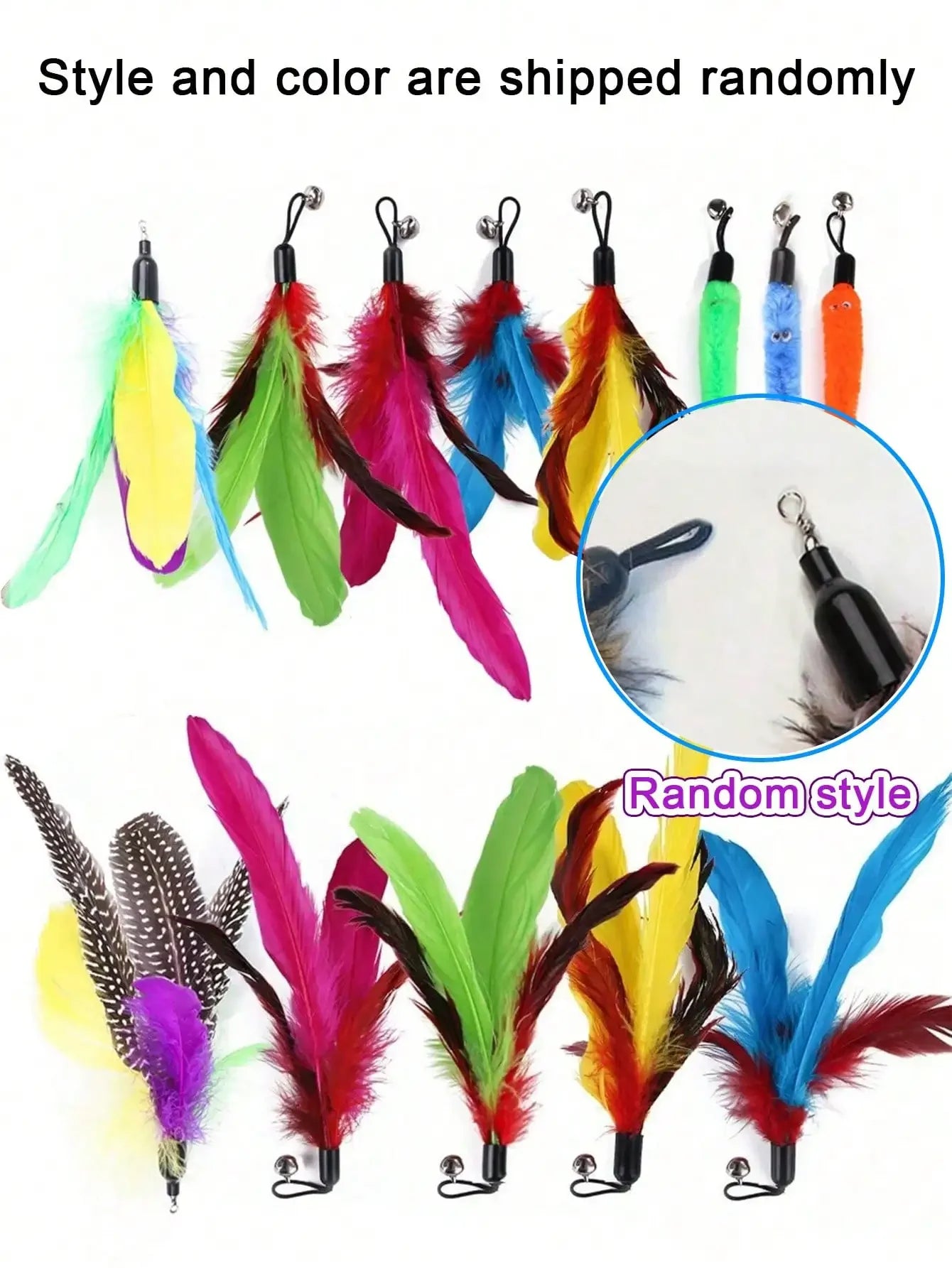 PawTech 12-Piece Cat Teaser Wand Set — Retractable Wand with Feather, Bell & Fish Attachments