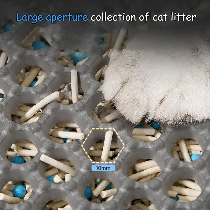 PawTech Honeycomb Cat Litter Mat — Double-Layer Trapping Mat, Waterproof & Washable