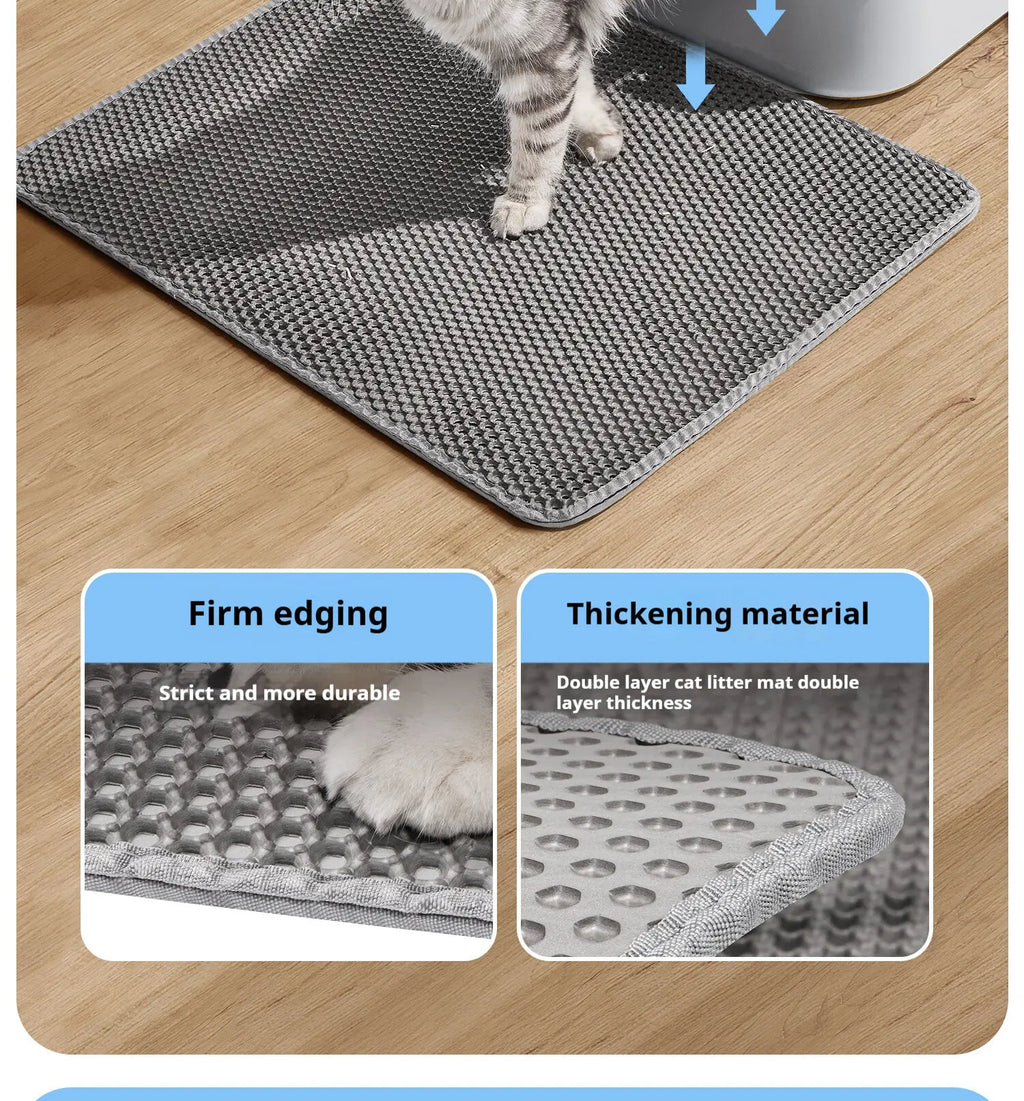 PawTech Honeycomb Cat Litter Mat — Double-Layer Trapping Mat, Waterproof & Washable