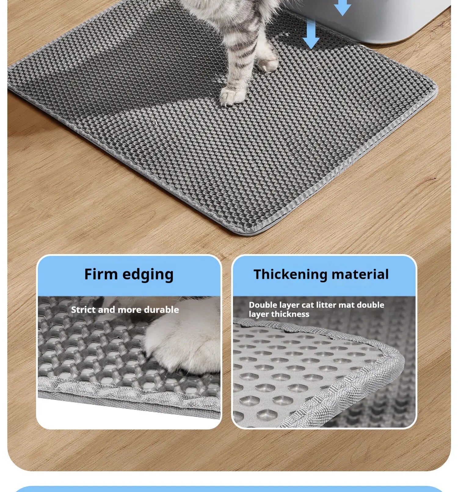 PawTech Honeycomb Cat Litter Mat — Double-Layer Trapping Mat, Waterproof & Washable
