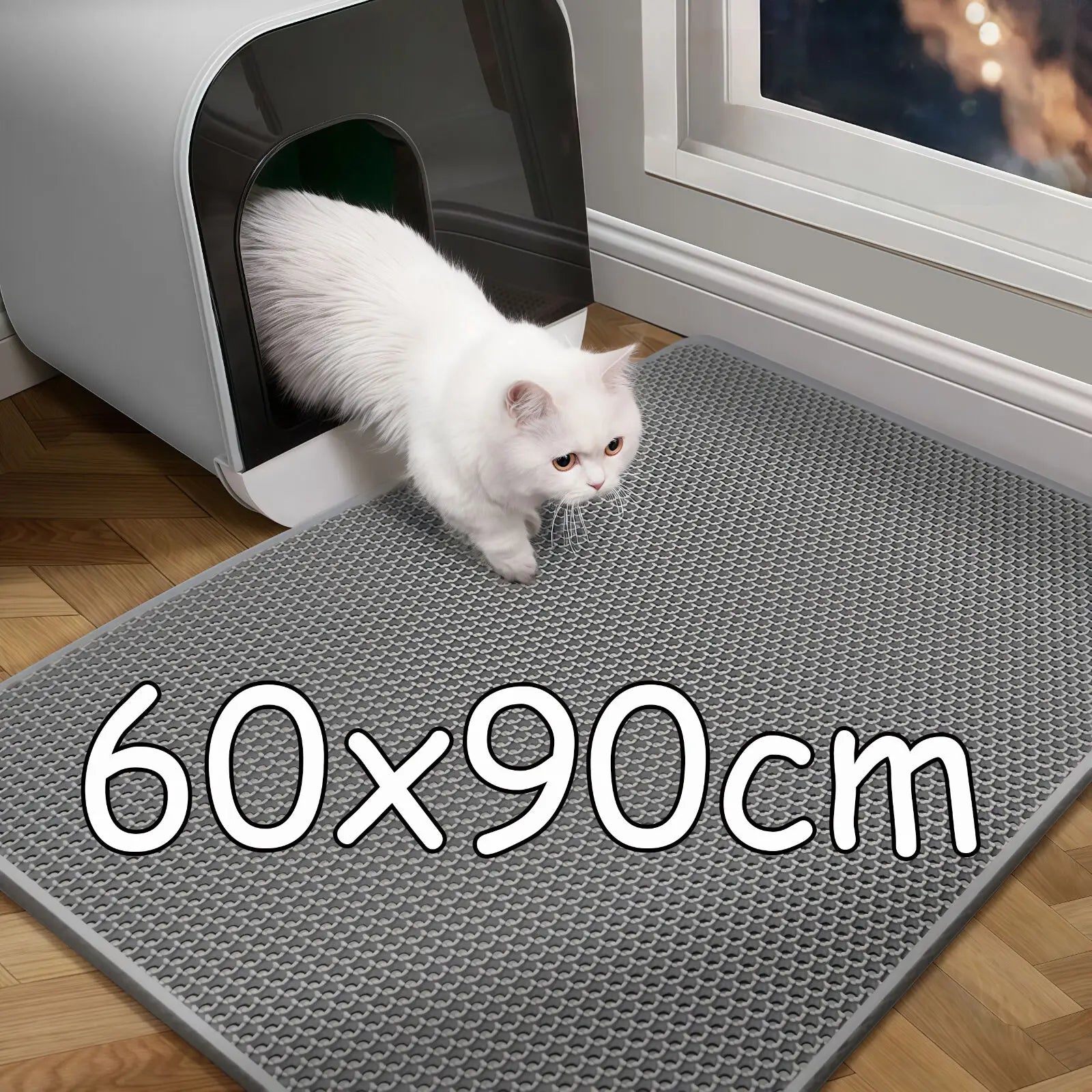 PawTech Honeycomb Cat Litter Mat — Double-Layer Trapping Mat, Waterproof & Washable