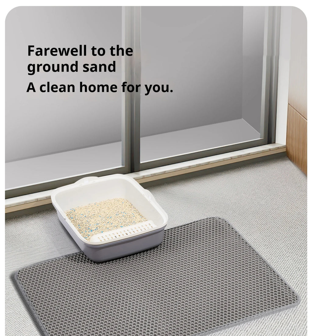 PawTech Honeycomb Cat Litter Mat — Double-Layer Trapping Mat, Waterproof & Washable