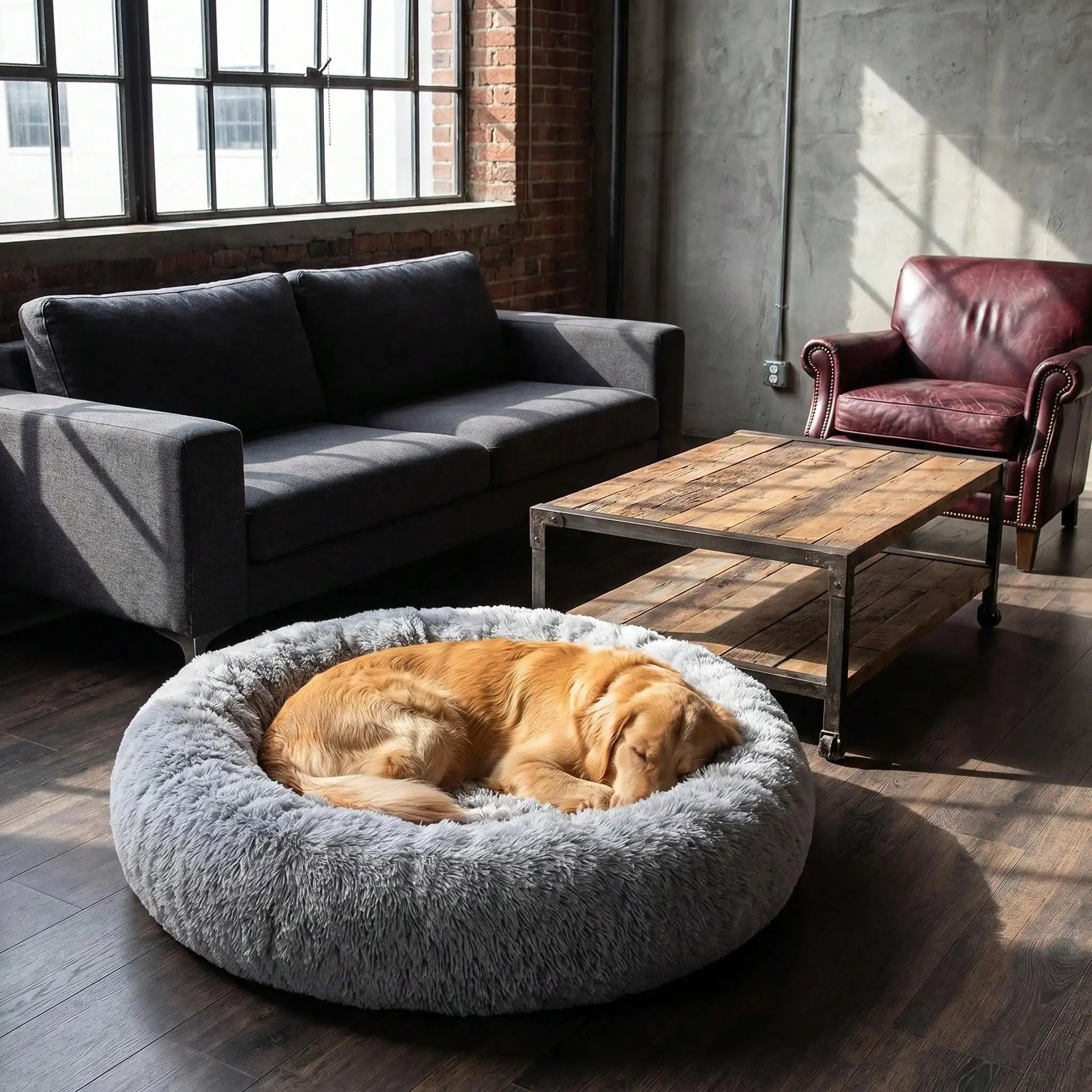 PawTech Plush Donut Cat Bed — Washable Round Cuddle Nest